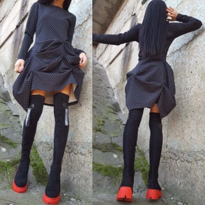 Extravagant Dress/Modern Dress/Women Elegant Dress/Asymmetric Dress/Party Dress/Long Sleeve Dress/Women Maxi Dress
