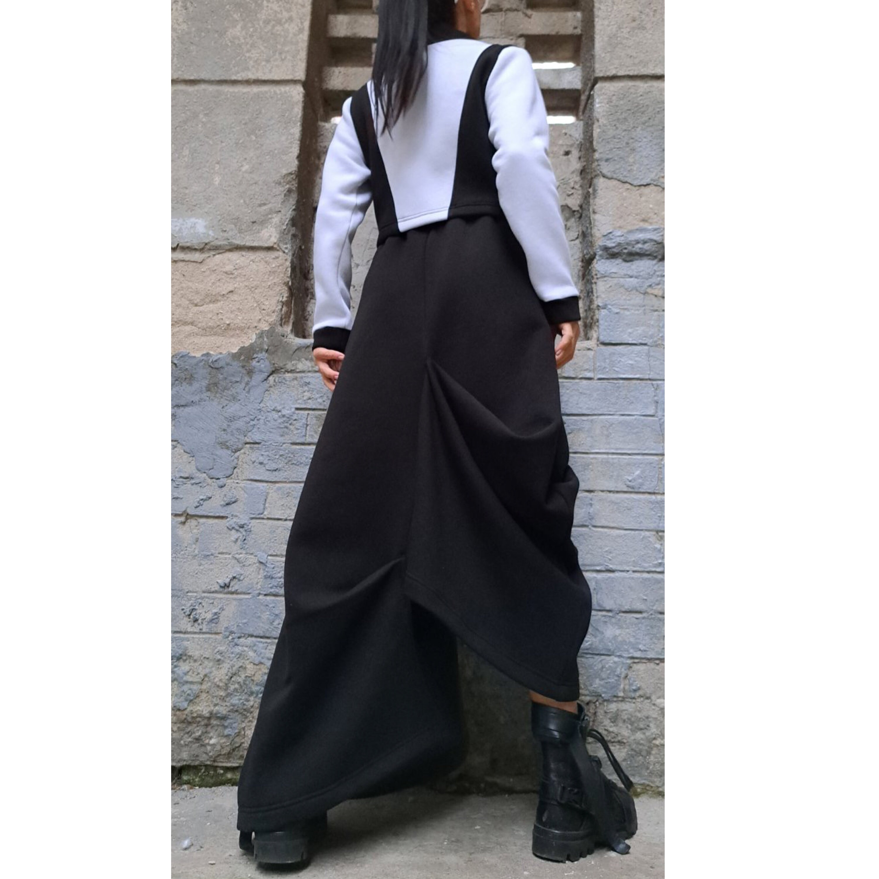 Outwear Black White Woman Outfit/extravagant Skirt Jacket