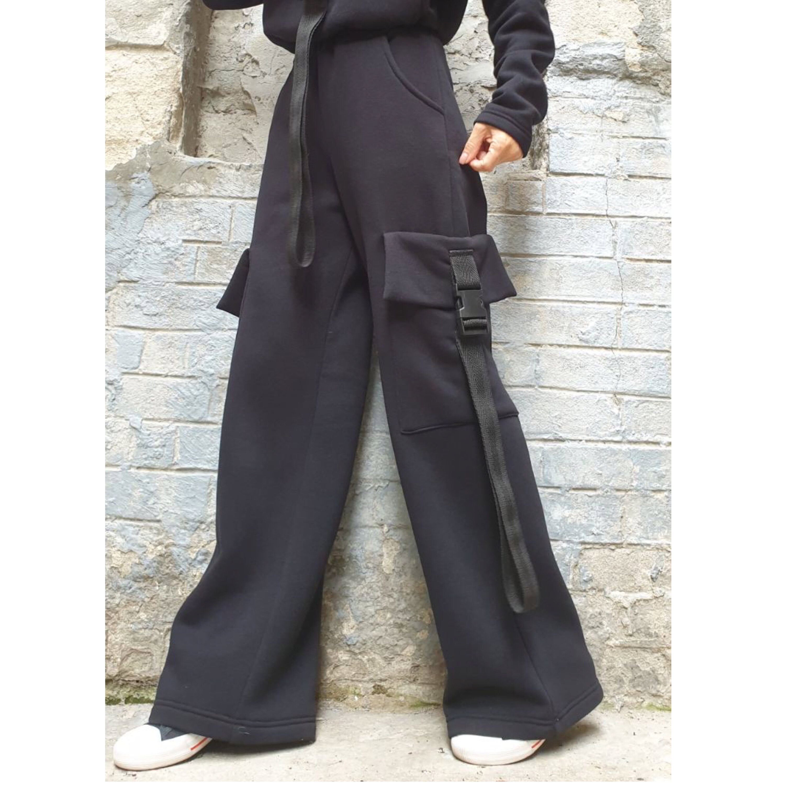Streetwear noir épaississant velours taille haute jean chaud pour