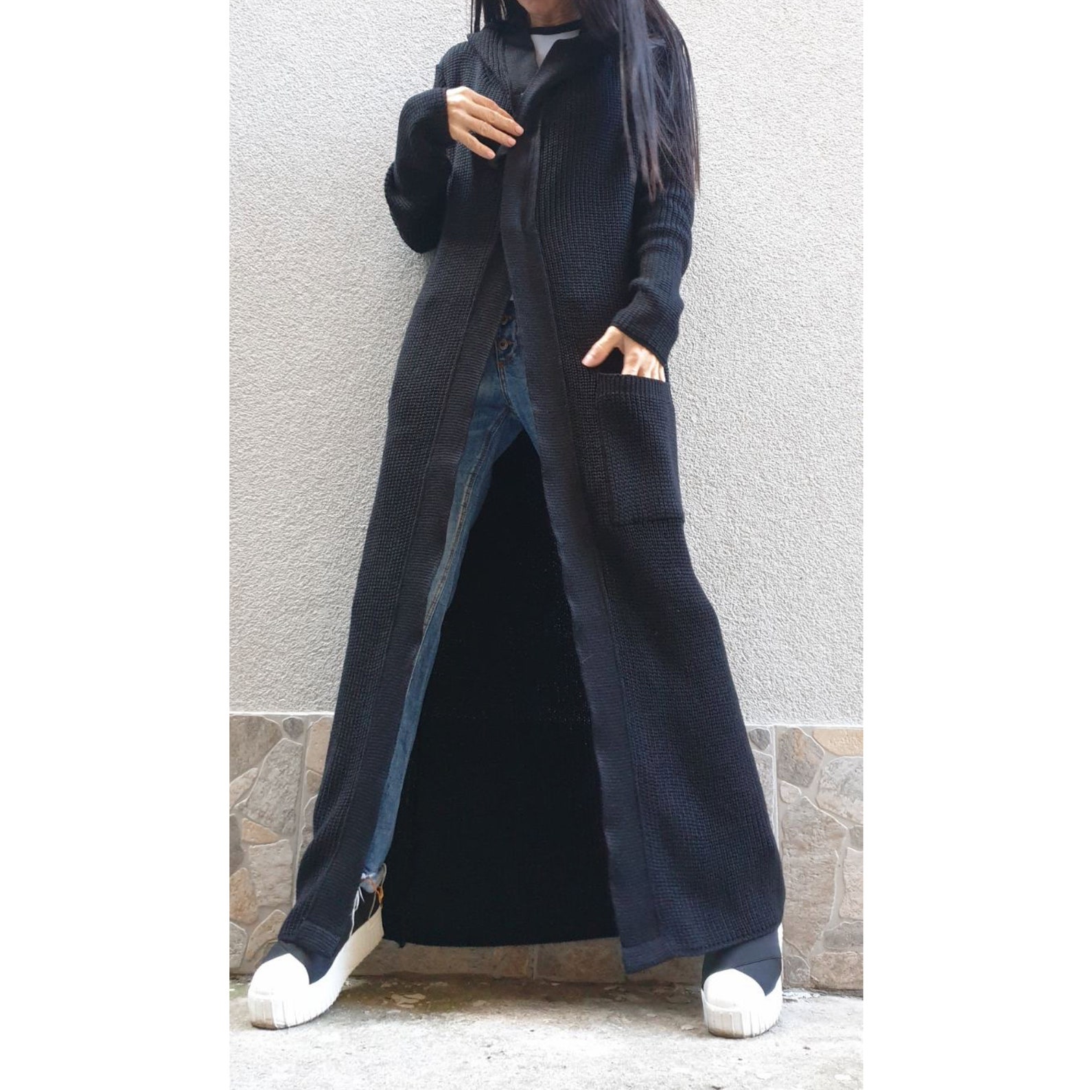 Outwear Woman Vest/zipper Long Wool Vest/extravagant Long Etsy