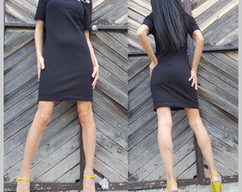 Party schwarz Kleid/Kurzarm Kleid/extravagante kurze Kleid/bequeme Kleid / Cocktail schwarz Kleid/stilvolle schwarze Kleid/Körper Kleid