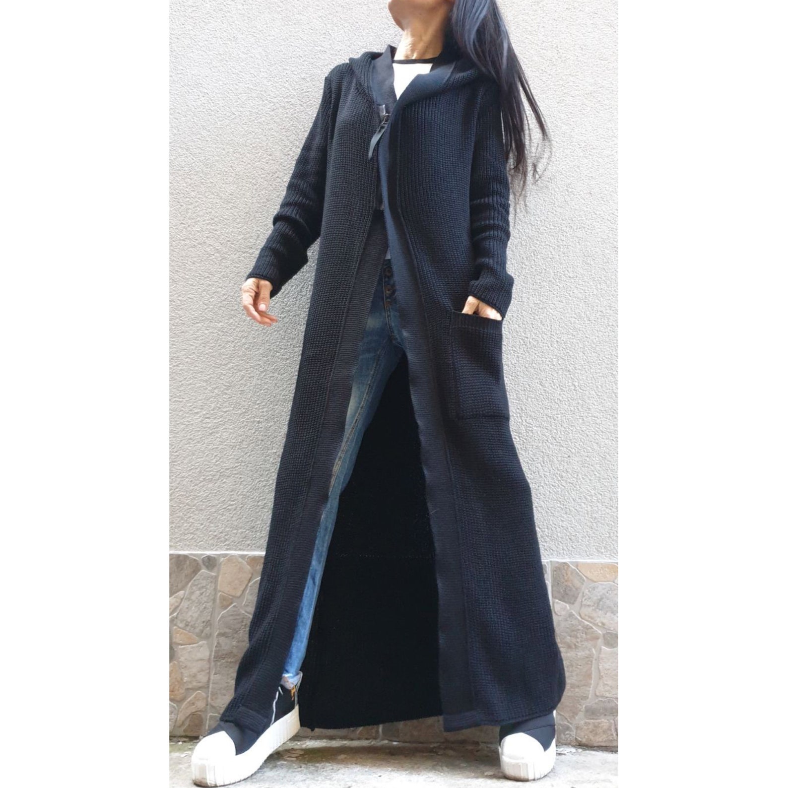 Outwear Woman Vest/zipper Long Wool Vest/extravagant Long Etsy