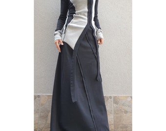 New Collection Skirt Blouse Set/Extravagant Cotton Two Piece Set/Sport Elegant Set/Long Skirt/Asymmetric Blouse/Outwear Woman Set