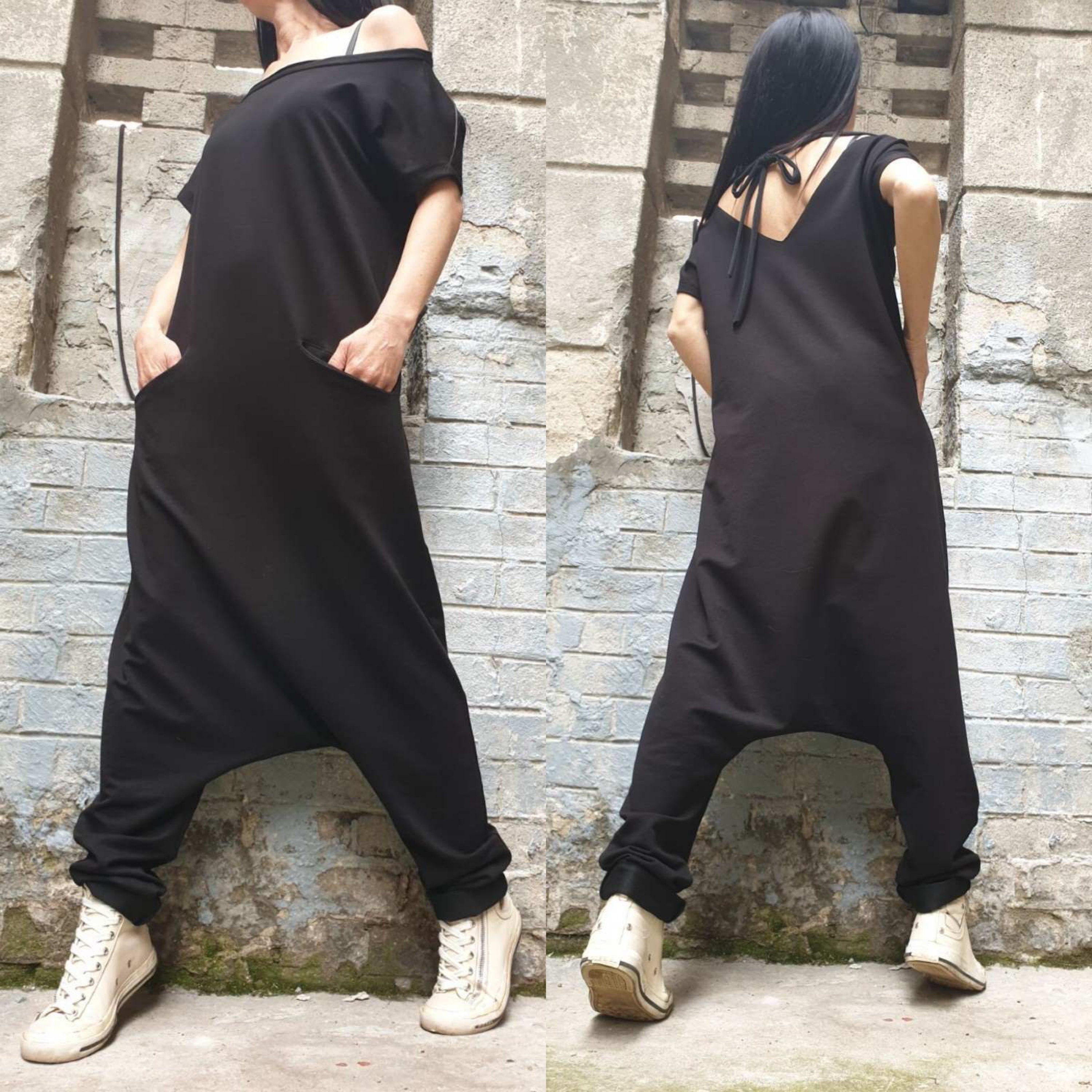 Boho Style Hooded Black Harem Jumpsuit | Wholesale Boho Clothing
