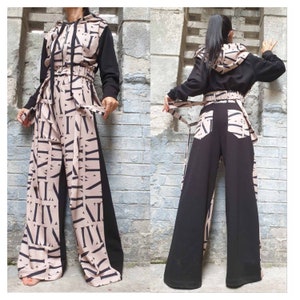 New Collection Outwear Woman Set/Extravagant Bomber Pants Set/Hooded Short Bomber/High Waist Long Pants/Everyday Cotton Set/Casual Set