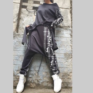 Extravagant Two Piece Outfit/Casual Comfortable Set/Harem Pants/Asymmetric Tunic/Everyday Set/Loose Neoprene Set/ Outwear By AngelBySilvia