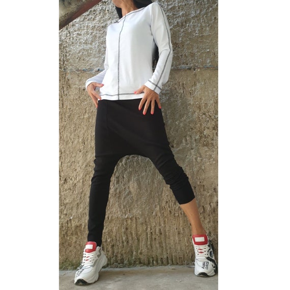Buy Black White Tracksuit long Sleeve Top drop Crotch Pants casual Comfortable Set everyday Pants Blouse Suit Set outwear Woman Outfit set Online in India Etsy