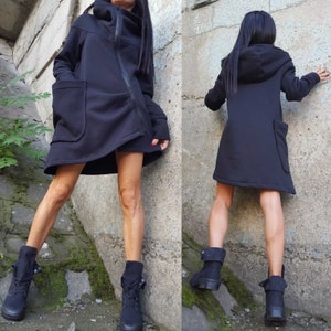 Asymmetric Winter Extravagant Vest /Soft Warm Black Vest /Casual Women Sweatshirt /Comfortable Black Vest /Everyday Soft Coat