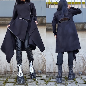 Wool Coat/Extravagant Vest/Asymmetric Vest/Winter Black Coat/Casual Wool Vest/Loose Vest/Women Maxi Vest/Coat With Zipper/Warm Winter Coar