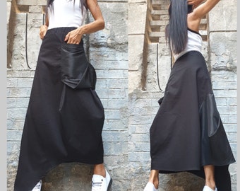 Extravagant Long Skirt/ Casual Comfortable Skirt/Avant-garde Skirt/Party Black Skirt/Everyday Long Skirt/Loose Black Skirt/Unique Long Skirt