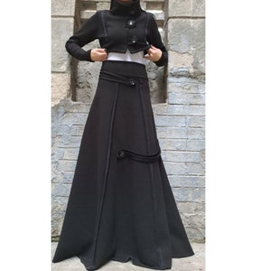 New Lovely Long Skirt/High Waist Black Skirt/Formal Black Skirt/Outwear Winter Skirt/Everyday Streetwear/Maxi Warm Skirt/Soft Cotton Skirt