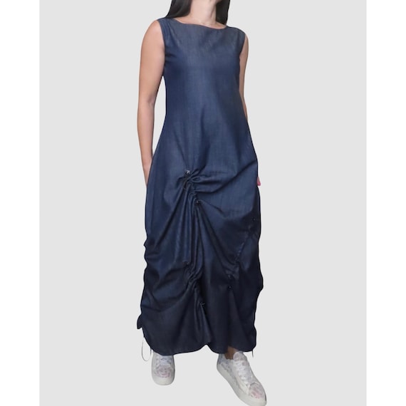 Asymmetric Long Denim Dress -Street Style / Everyday Wear