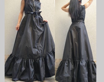 Extravagant Black Dress/Casual Dress/Sleeveless Dress/Comfortable Summer Dress/Avant-Garde Dress/Loose Dress/Women Maxi Dress/Kaftan Dress