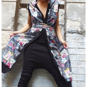 Avantgarde Vest/Casual Vest/Maxi Woman Clothing/Steampunk Vest/Loose Short Long Vest/Party Woman Clothing/Asymmetric Neoprene Vest