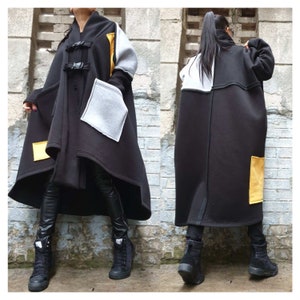 New Collection Extravagant Warm Coat/Oversize Woman Coat/Asymmetric Winter Coat/Outer Pocket Warm Vest/Loose Soft Cotton Coat/Maxi Coat
