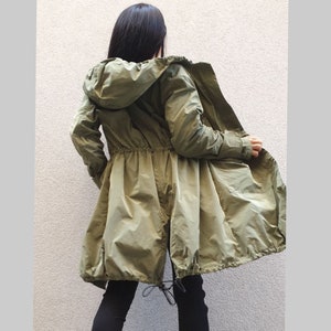 Spring Blazer/Hooded Raincoat /Taffeta Trench Jackets/Extravagant Raincoat /Asymmetric Green Raincoat/Casual Comfortable Raincoat/Jackets