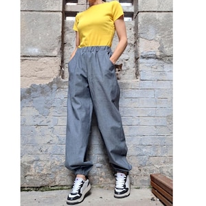 New Casual Long Women Jeans / Loose High Waist Denim Pants / Extravagant Side Pockets Jeans / Streetwear Women Jeans