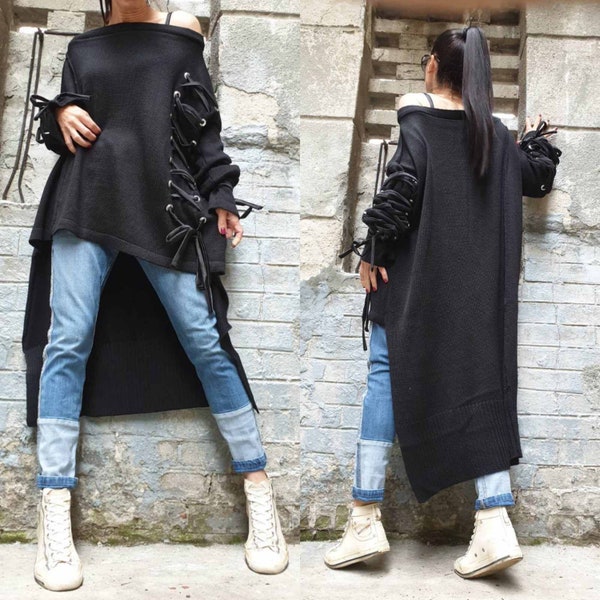Asymmetric Wrap Knit Sweater