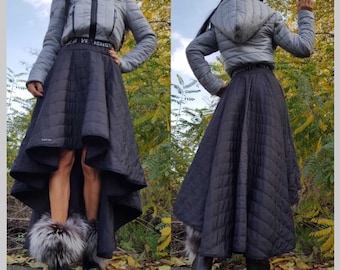 Extravagant Asymmetric Skirt/ Winter Short Long Skirt/Casual Comfortable Skirt/ Loose Designer Black Skirt/ Wadding Women Skirt/Bubble Skirt