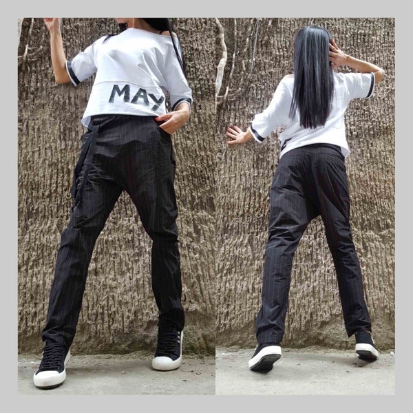 Extravagant Pants/Drop Crotch Pants/Harem Trousers/Urban Women Trousers/Black Casual Pants/Everyday Women Pants/Comfortable Pants