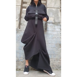 New Collection Extravagant Winter Set/Asymmetric Black Skirt Blouse Set/Everyday Warm Two Piece Set/Outwear Winter Cotton Set/Maxi Clothing
