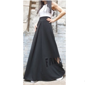 New Collection Loose Long Skirt/Extravagant High Waist Skirt/Black Cotton Skirt/Everyday Sexy Skirt/Party Skirt/Casual Comfortable Skirt