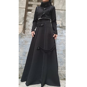 New Outwear Woman Black Outfit/Winter Soft Cotton Set/Street Skirt Blazer Set/High Waist Long Skirt/Everyday Two Piece Set/Short Blazer