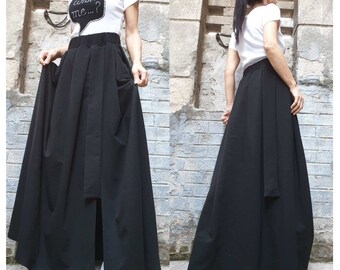 Black SkirtWomens SkirtAsymmetric SkirtPlus Size SkirtMaxi SkirtLong SkirtLoose SkirtExtravagant SkirtEco Leather SkirtYANORA