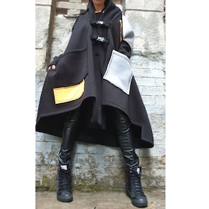 Extravagant Warm  Sweatshirt /Oversize Woman Vest / Asymmetric Winter Coat /Outer Pocket Vest/Loose  Cotton Sweatshirt /Maxi Coat