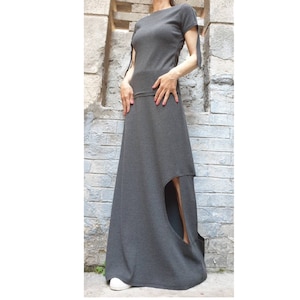 New Everyday Dark Grey Woman Set/Extravagant Skirt Top Set/Asymmetric Cotton Set/Summer Woman Set/Designer Grey Set/Avantgarde Set