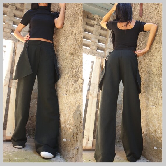 Outer Pockets Pants/wide Leg Pants/linen Loose Pants/extravagant Women Pants /casual Comfortable Pants/party Linen Pants 