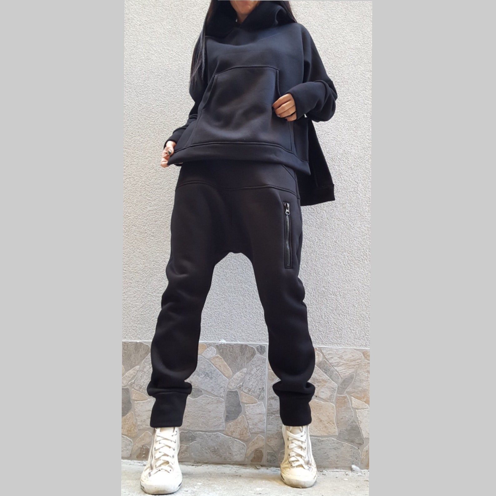 Casual Comfortable Tracksuit / Outwear Black Outfit/ Two Piece Etsy