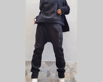 Casual Comfortable Tracksuit / Outwear Black Outfit/ Two Piece Set/ Set with Hood/ Everyday Women Outfit/Winter Warm Outfit/Winter Black Set