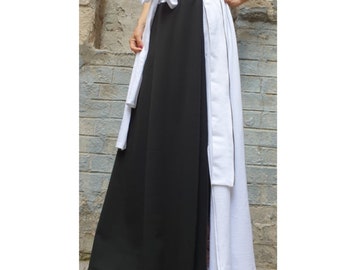 High Waist Black White Skirt/Loose Long Skirt/Extravagant Cotton Skirt/Casual Woman Skirt/Maxi Long Skirt/Everyday Soft Cotton Skirt