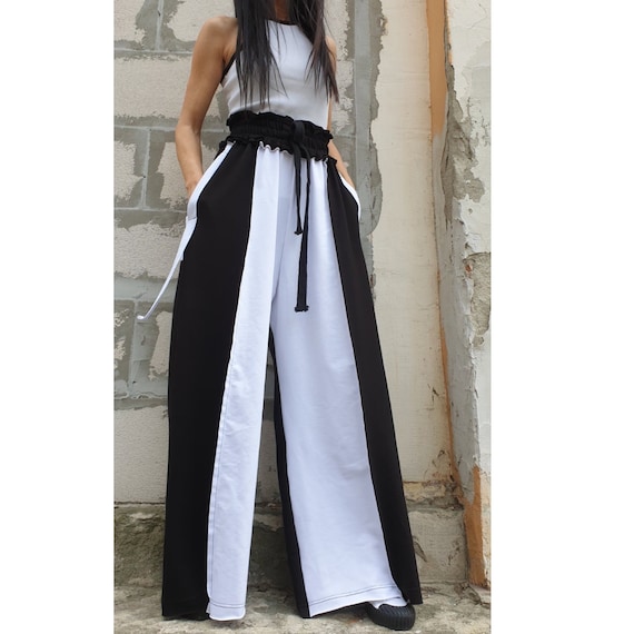 Everyday Wide Leg Woman Trousers/casual Comfortable Pants/loose Long Cotton  Trousers/high Waist Extravagant Pants/urban Woman Trousers 