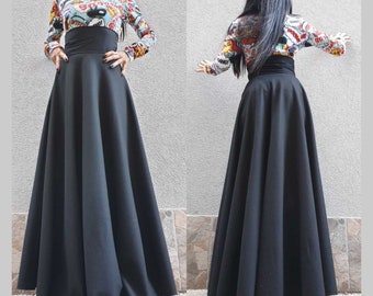 High Waist Skirt/Extravagant Long Skirt/Party Black Skirt/Casual  Comfortable Skirt/Cocktail Women Skirt/Elegant Skirt