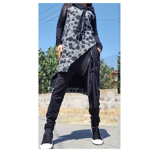 Asymmetric Two Piece Set: Extravagant Cotton Pants Blouse Tracksuit