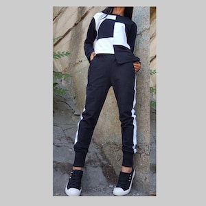 Extravagant Set/Two Piece Tracksuit/Black White Trac/Casual Women Tracksuit/Pants Blouse Set/Cotton Tracksuit/Cotton Comfortable Set