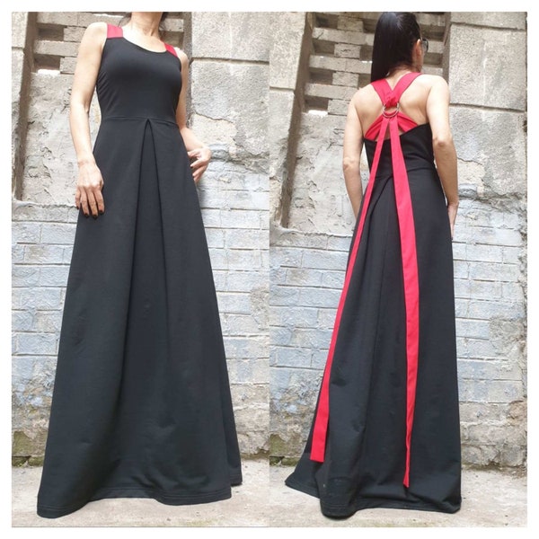 Unique Sophisticated Extravagant Dress/Open Back Dress/Long  Kaftan Dress/Maxi Black Dress/Long Party Dress/Strapless Dress/Backless Dress