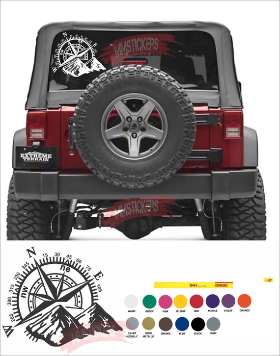 Compass and Mountain Decal Stickers 4x4 Offroad Tuning 