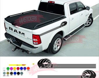 RAM Tiras de calcomanías universales Pegatinas Kit de calcomanías Calavera de rayas Ajuste de pegatinas de coche Barras laterales