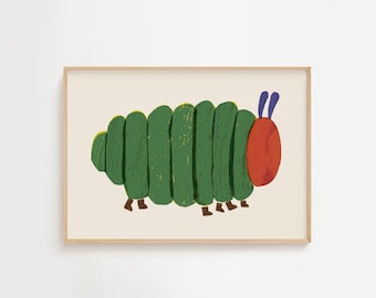Hungry Bug abstracte, op hongerige rups geïnspireerde kinderkamerprint: kinderkamerdecor (digitale download)