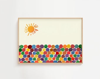 Op hongerige rups geïnspireerde zonneschijnprint: Eric Carle Art (digitale afdrukbare)