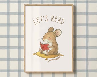 100 Let&#39;s Read Poster Bundle, Kinder Drucke Bundle, Spielzimmer Drucke, Lesen Ecke, Tiere Drucke, Klassenzimmer Dekoration, Bibliothek