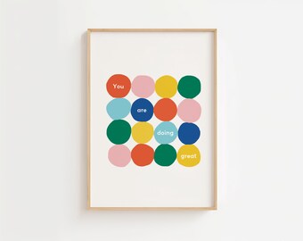 You Are Doing Great Motivational Print, Classroom Posters Quotes, Motivational Kids Art, Educational Wall Art, Playroom Wall Art Decor