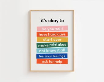 Juego de láminas motivacionales para niños: Está bien (Descarga digital)