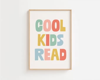 Cool Kids Read Eclectic Print, Whimsy Typography Print, Quote Print, Reading Corner, Colorful Classroom Decor