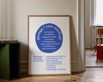 Things I Can Control Circle Educational Print, Counselor Office, Therapy Print, Mental Health, Classroom Decor, Learning Print