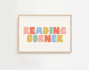 Reading Corner Print, Whimsy Typography Print, Quote Print, Cool Kids Read, Colorful Classroom Decor, Eclectic
