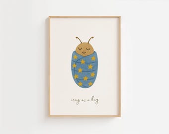 Snug As A Bug Nursery Print: Sleepy Animal Starry Blanket (Digital Download)